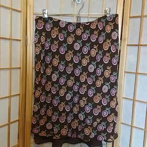 Boden Brown Floral Print Skirt Size 14R